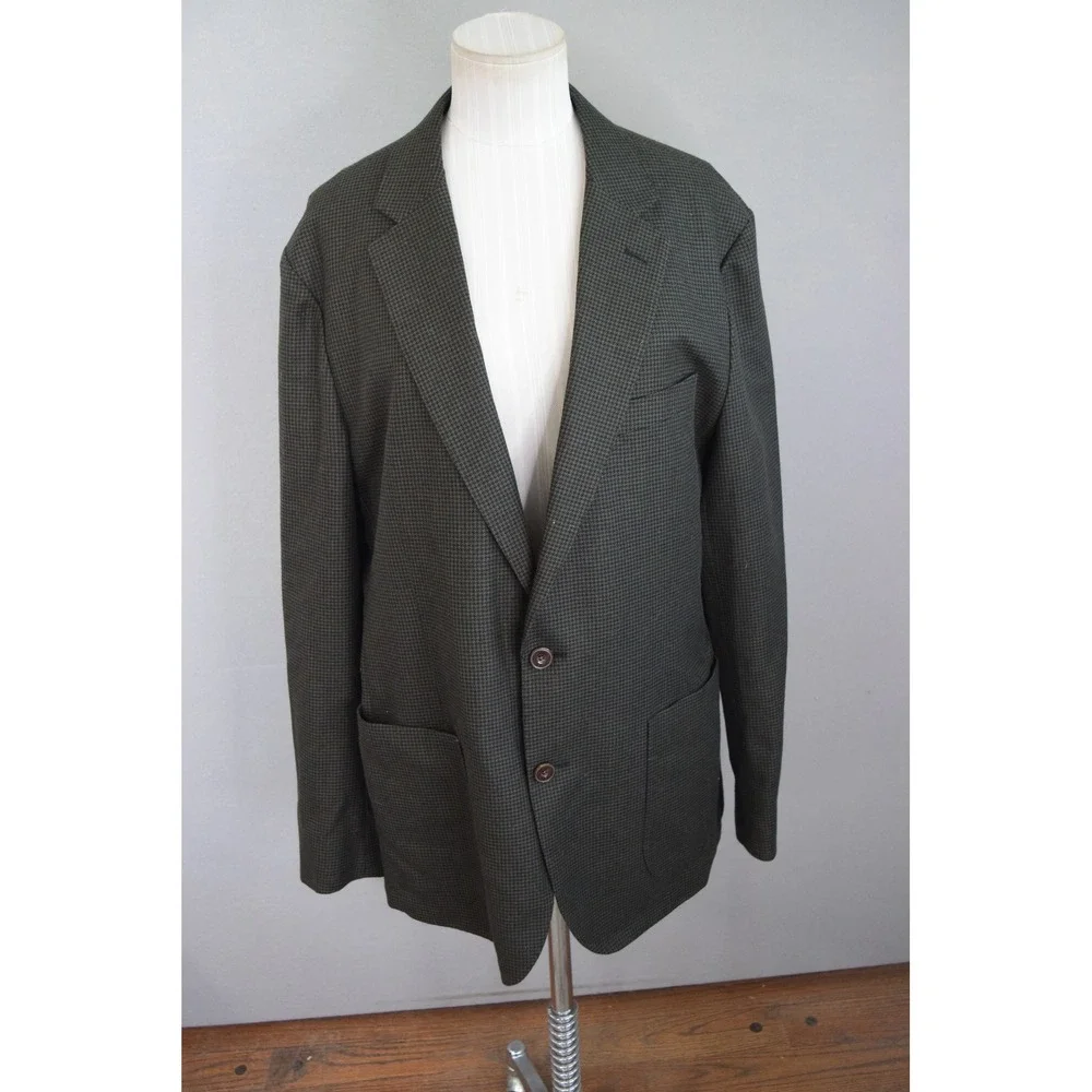 J.Crew Ludlow Blazer 42R Olive Houndstooth Moon Wool Cotton Sport Coat Men BH226